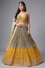 Olive Green and Yellow Ombre Chinon Sequin Embroidered Pleated Lehenga