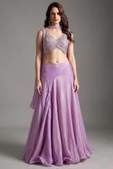 Mauve Purple Tissue Silk Mermaid Cut Lehenga with Beaded and Sequin Work