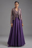 Deep Purple Crepe Satin Silk Flare Lehenga featuring Tailored Brocade Cropped Jacket and Corset Set
