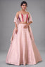Pastel Pink Brocade Lehenga Set featuring Paneled Multi-Tonal Woven Corset and Banarasi Dupatta