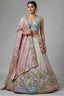 Multicolor Pastel Panelled Organza Lehenga Choli with Peacock Sequin Embroidery
