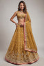 Olive Gold Tissue Lehenga Choli with Jharokha Pearl & Sequin Embroidery