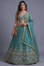 Sea Green Tissue Lehenga Choli with Pastel Floral Jaal Embroidery