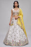 Off White Lehenga Choli with Floral Embroidered Border