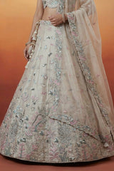 Soft Grey Lehenga Choli with Woodland Floral Embroidery