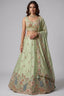 Pista Green Lehenga Choli with Peacock Floral Border