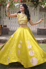 Parrot Green Art Silk Mirror Worked Chaniya Choli