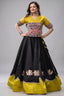 Black and Yellow Art Silk Mirror Kachchi Worked Chaniya Choli