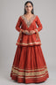 Orange Cotton Mirror Worked Peplum Chaniya Choli