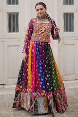Multi Georgette Printed Chaniya Choli with Kachchi Work