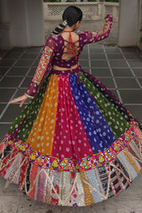 Multi Georgette Printed Chaniya Choli with Kachchi Work