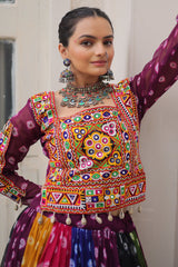 Multi Georgette Printed Chaniya Choli with Kachchi Work