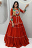 Red Cotton Kachchi Worked Peplum Chaniya Choli