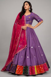Lavender Art Silk Sequin Embroidered Chaniya Choli