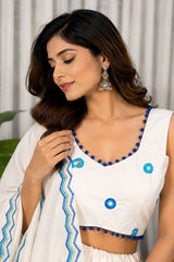 Pearl White Art Silk Sequin Embroidered Chaniya Choli