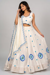 Pearl White Art Silk Sequin Embroidered Chaniya Choli