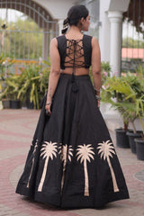 Black Cotton Kachchi Mirror Worked Chaniya Choli