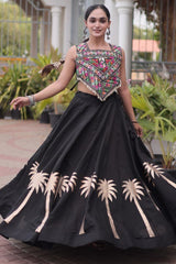 Black Cotton Kachchi Mirror Worked Chaniya Choli