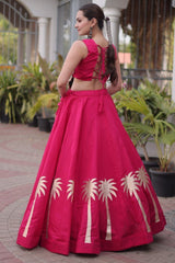 Pink Cotton Kachchi Mirror Worked Chaniya Choli