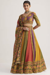 Multi Colored Organza Silk Printed Chaniya Choli