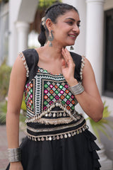 Black Art Silk Kachchi Mirror Worked Chaniya Choli