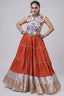 Orange Cotton Kachchi Worked Flared Chaniya Choli