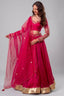Rani Pink Organza Embroidered Lehenga Choli with Gold Border