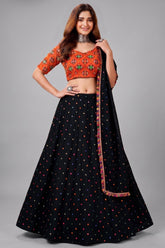 Black Rayon Chaniya Choli with Kachchi Mirror Work