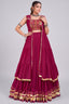 Pink Georgette Flared Lehenga Set with Long Gamthi Embroidered Koti