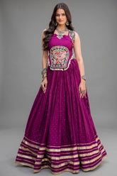 Purple Rayon Mirror and Gota Patti Work Lehenga Choli