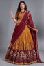 Mustard Tussar Silk Kalamkari Printed Lehenga