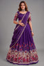 Purple Tussar Silk Kalamkari Printed Lehenga