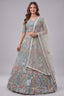 Ice Sky Blue Soft Net Lehenga Choli highlighted with Multi-Color Botanical Embroidery