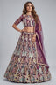 Deep Wine Soft Net Thread & Sequins Embroidered Lehenga Choli