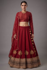 Maroon Matka Silk Designer Bridal Lehenga