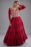 Maroon Rayon Kachchi Mirror Worked Anarkali Kurti