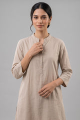 Natural Beige Cotton Tunic & Voluminous Palazzo Set