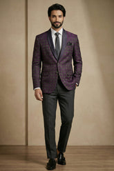 Purple Jacquard 2 Piece Suit