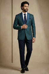 Rama Blue Jacquard 2 Piece Suit