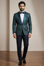 Teal Blue Jacquard 2 Piece Suit