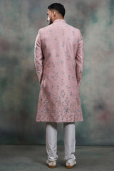 Dusty Pink Silk Embroidered and Sequin Work Indo Western Set