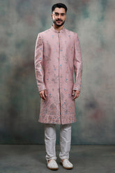 Dusty Pink Silk Embroidered and Sequin Work Indo Western Set