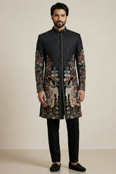 Black Velvet Zardosi and Bead Work Indo Western Set