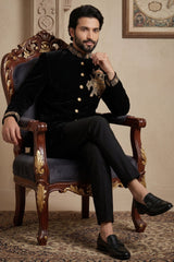 Black Silk Beaded Jodhpuri Set