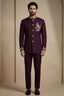 Maroon Beaded Satin Jodhpuri Suit