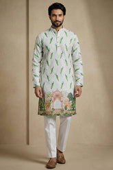 Mint Green Cotton Digital Printed Kurta Pajama