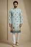 Light Blue Cotton Printed Kurta Pajama