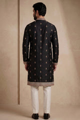 Black Satin Embroidered Kurta Pajama