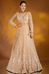 Rose Golden Net Designer Lehenga Set