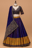 Blue Silk Traditional Pleated Patola Print Lehenga with Scallop Dupatta